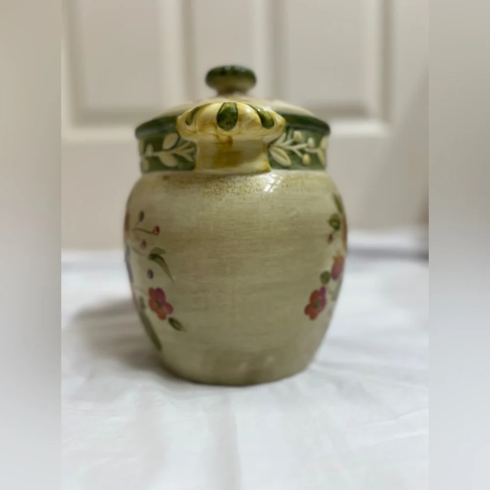 Hand-Painted Ceramic Kitchen Canister with Lid